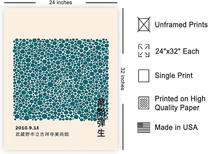Poster Master Vintage Poster - Retro Pop Art Print - Gift for Artist, Friend - Infinity Dots, Japanese, Polka, Modern, Abstract - Wall Decor for Home, Office, 24x32 Unframed Wall Art