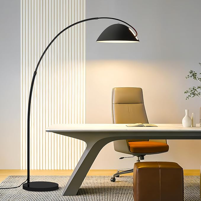 Black Arc Floor Lamp 72" Tall with Remote, Bright Dimmable 20W LED Smart Reading Light, Adjustable Over Couch Arc Standing Lamp for Living Room, Bedroom, Office, Modern Arched Metal Design,Foot Switch
