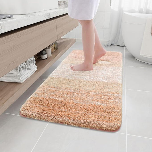 Arotive Microfiber Bathroom Rugs, Shaggy Soft and Absorbent Bath Rug, Non-Slip, Thick Plush Machine Washable Dry Bath Mats for Bathroom, Tub and Shower, 44x24, Peach, Rectangular