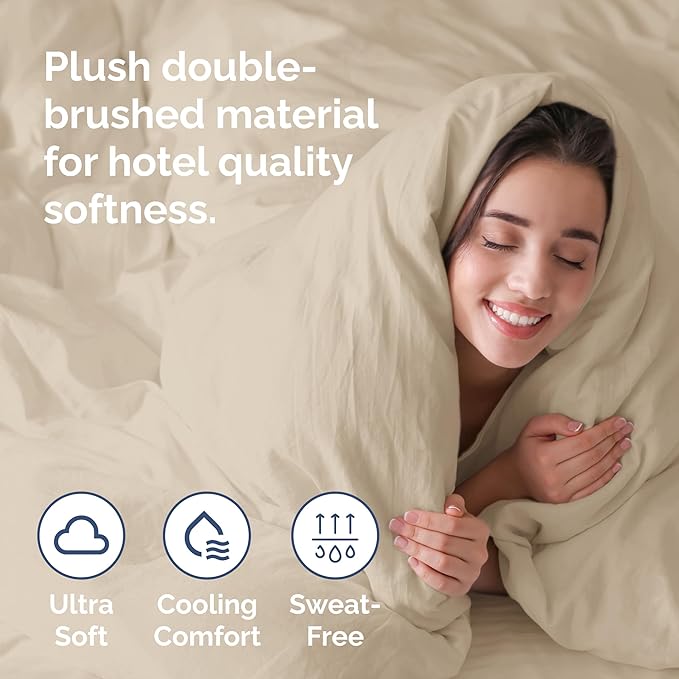 Duvet Cover Twin/Twin XL Size - Extra Soft Twin/Twin XL Size Duvet Cover - Lightweight & Breathable & Fade Free with Zipper Closures and Ties - 68" x 90" Inches - (Wheat) Comforter Not Included