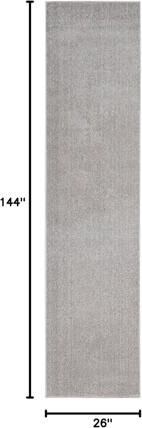 Nourison Home Nourison Essentials Silver Grey 2'2" x 12' Area Rug - Easy Clean, Non Shedding, Bed Room, Living Room, Dining Room, Kitchen (12' Runner)