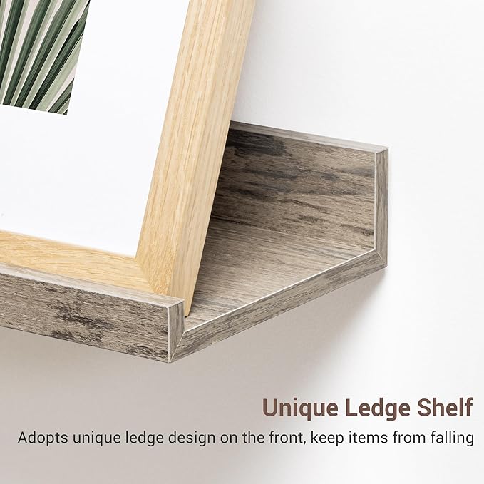 Axeman 36 Inch Floating Shelves | Grey Picture Ledge Shelf Set of 3 | Rustic Grey Wood Wall Shelves with Lip | 36" Picture Shelf for Wall with Ledge | Photo Shelves