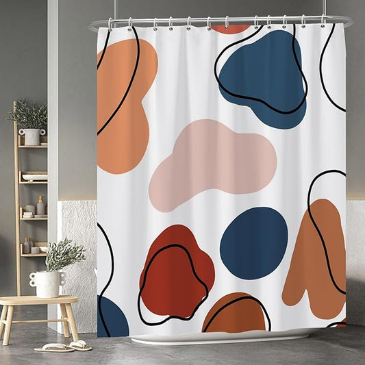 Baocicoo Abstract Bohemian Shower Curtain Pink Red Orange Texture Modern Striped Fashion Minimalism Shower Curtains for Hotel Spa Home Bathtubs Bath Waterproof Fabric with Hooks 72x84 Inches