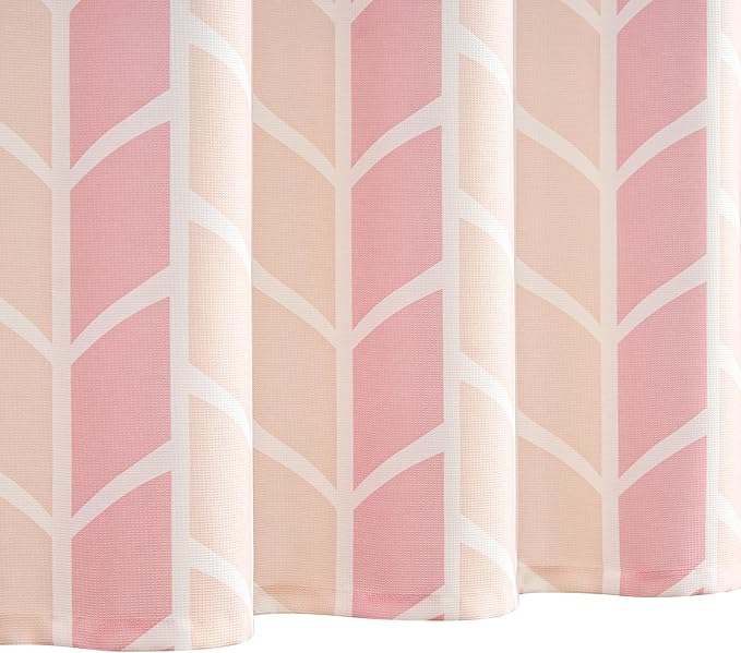 jinchan Pink and White Geometric Shower Curtain Chevron Arrow Farmhouse Shower Curtains for Bathroom Modern Waterproof Fabric with 12 Hooks 70x72 Inches