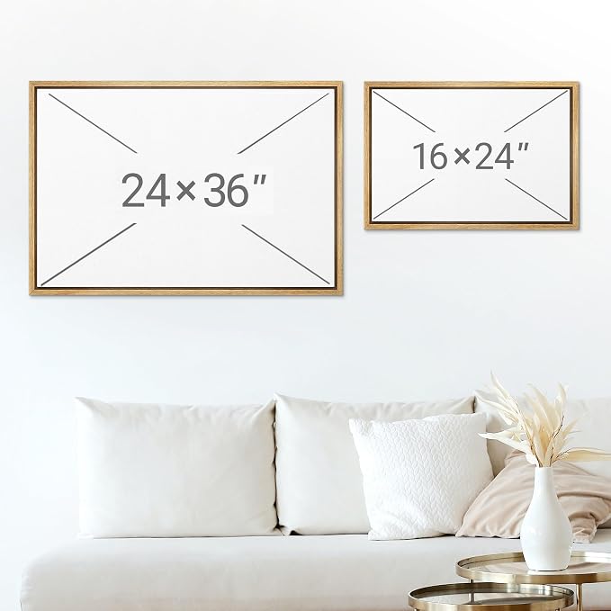 MUDECOR Framed Canvas Print Wall Art Soft Minimalist Abstract Brushstroke Illustrations Minimalism Decorative Bohemian Zen for Living Room, Bedroom, Office - 16"x24" NATURAL