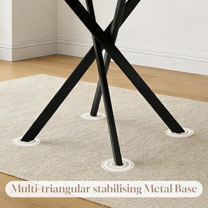 44" Round Dining Table for 4, Modern Mid-Century Dining Kitchen Table of 4, Cozy Dinette Round Table with Metal Leg for Kitchen Dining Room Apartment, Gray