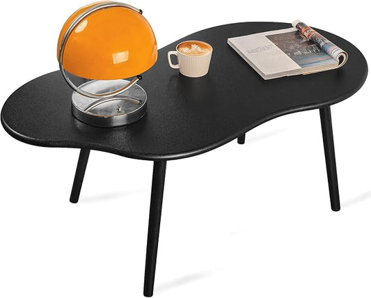 Small Coffee Tables Cloud Coffee Table for Small Spaces Mid-Century Modern Living Room Table Wooden Irregular Low Floor Desk for Apartment Reception Room Charcoal Black