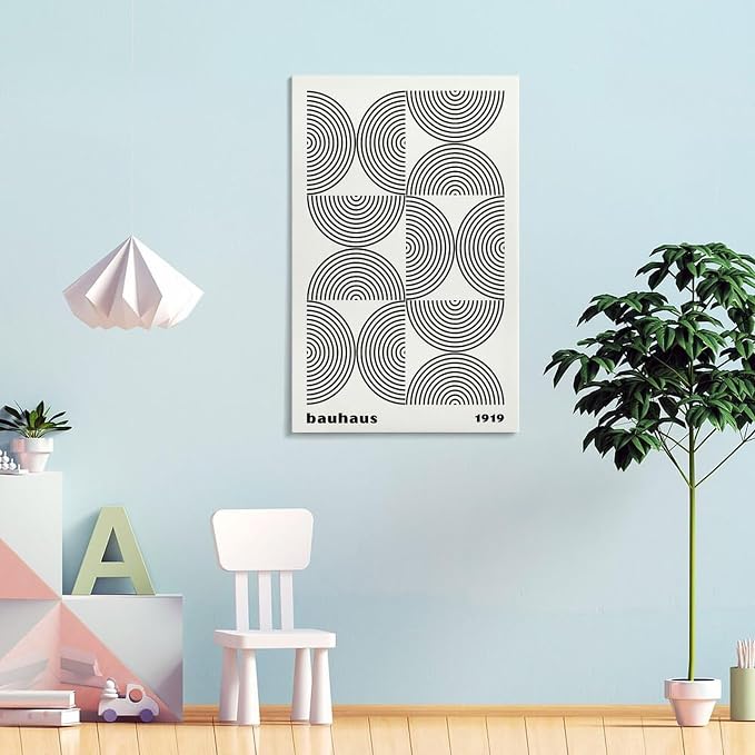 Bauhaus Poster,black And White Print,Abstract Art,Minimalist Canvas Wall Art Print Poster For Home School Office Decor Frame-style 20x30inch(50x75cm)