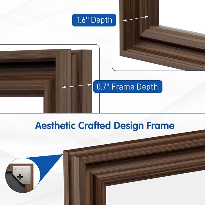 WEER Retro Copper Bathroom Mirror, 40x30 Inch Bronze Oil Rubbed Framed Mirror, Rectangle Classic Vintage Framed Wall Mirror, Farmhouse Vanity Mirror, Tempered Glass, Vertically or Horizontally