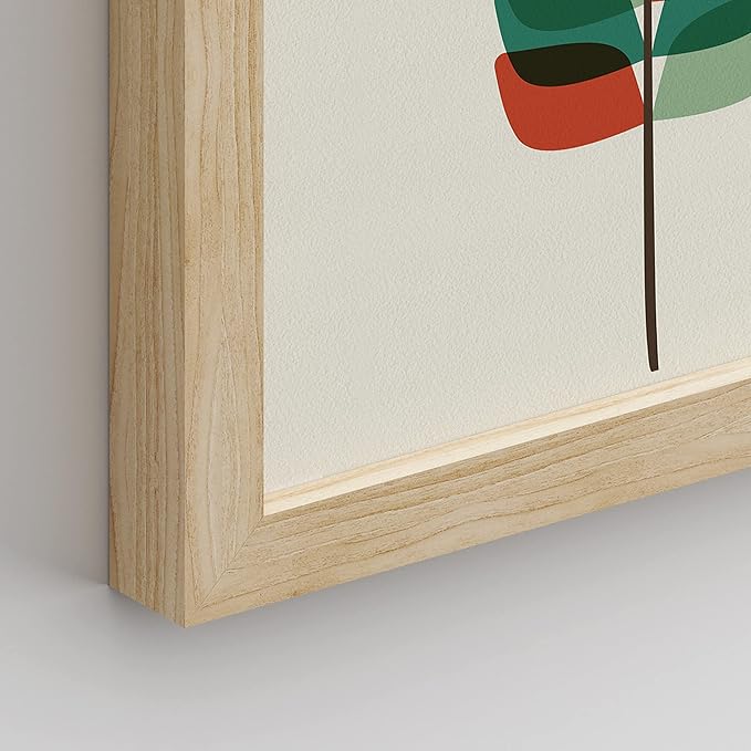 SIGNWIN Framed Mid-Century Modern Retro Botanical Flower Garden Wall Art, Set of 4 Abstract Geometric Wall Decor Prints, Nature Wilderness Wall Décor for Living Room, Bedroom - 8"x10" Natural