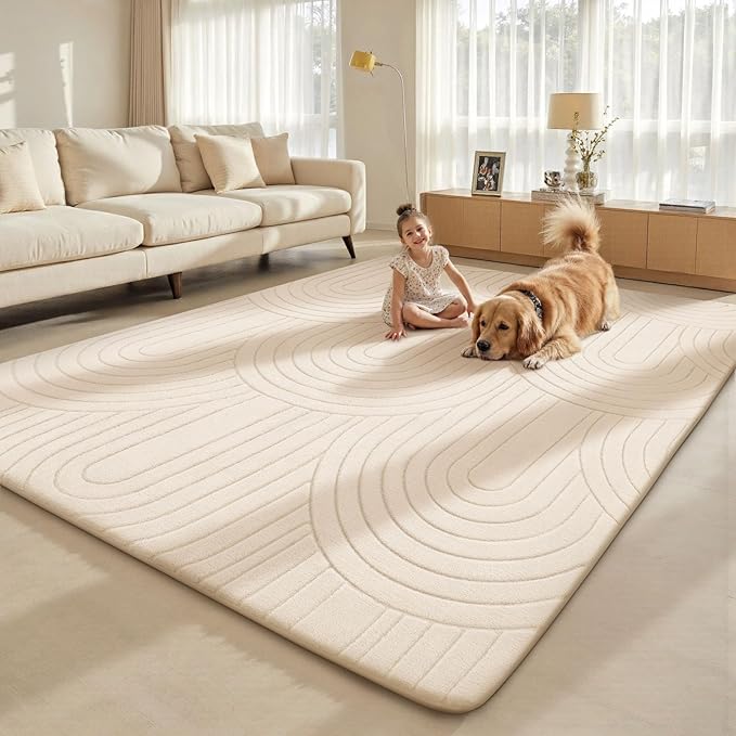 Sour Lemon 6x9 Area Rugs for Living Room, Soft Large Area Rug Modern Annualrings Rugs Machine Washable Area Rug, Non-Slip Rug Carpet for Bedroom Under Dining Table Home Office Decor
