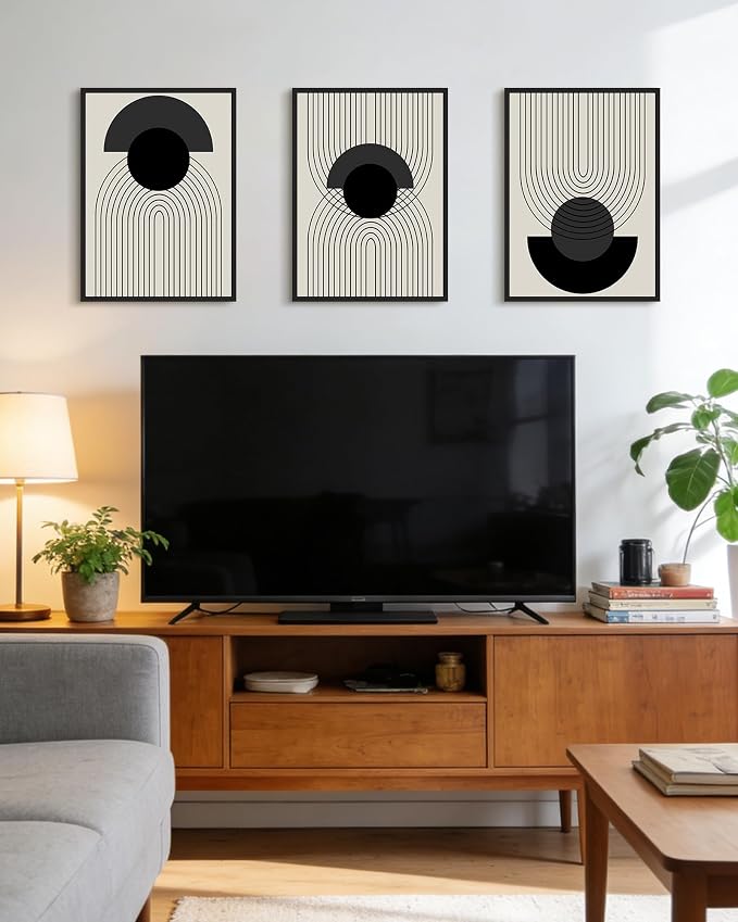 Drsoum Black Boho Wall Art Framed Modern Decor Bohemian Wall Decor Abstract Geometry Lines Prints Ready to Hang 11x14in Black Framed