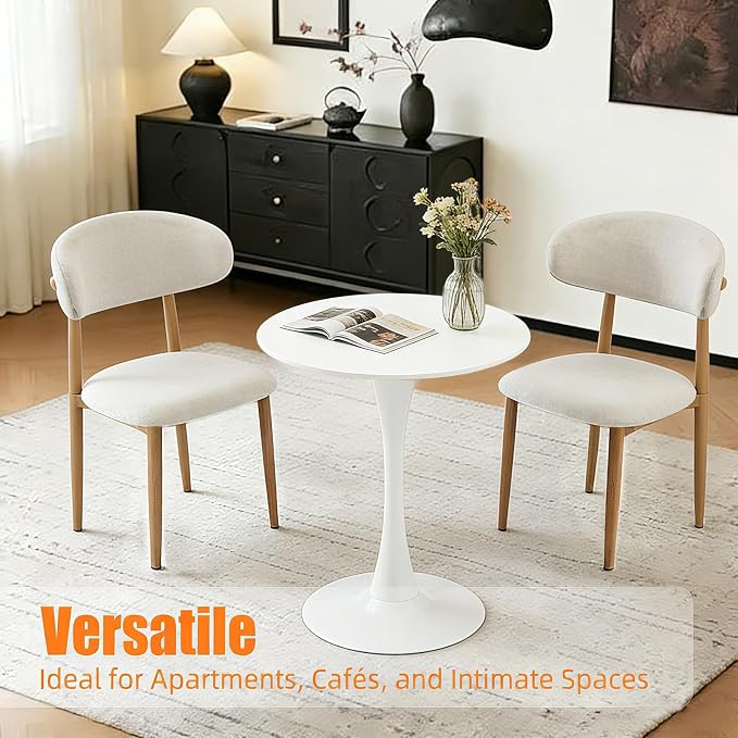 24" Small Round Tulip Dinner Table, Mid-Century Modern Kitchen Dining Room Table for 2-3 Persons, Leisure Coffee Table for Living Room Balcony Bistro Office