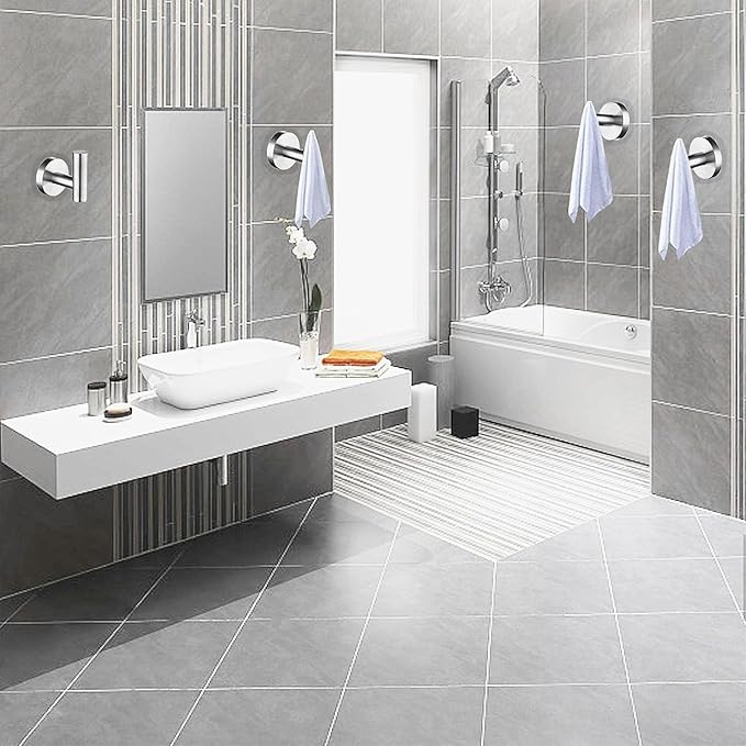 Nolimas Bathroom Towel Hooks SUS 304 Stainless Steel Coat Hook Round Clothes Towel Coat Robe Hook Cabinet Closet Door Sponges Holder for Bath Kitchen Garage Hotel,Wall Mounted, Brushed Nickel,6Pack