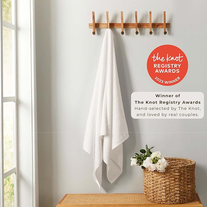 Great Bay Home 100% Cotton Oversized 2 Pack 68x35 Extra Large Towel Set - Absorbent, Quick-Drying, Durable Oversized Bath Sheets for Bathroom Décor (Ivory)