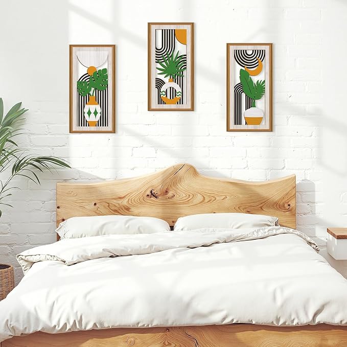 Celestdeco 3 Pcs Boho Botanical Wall Decor,Botanical Modern Wood Wall Art Bohemian Plants Hanging Decor Abstract Leaves Minimalist Wooden Art for Living Room Bedroom Office 7.9 x15.8 Inch