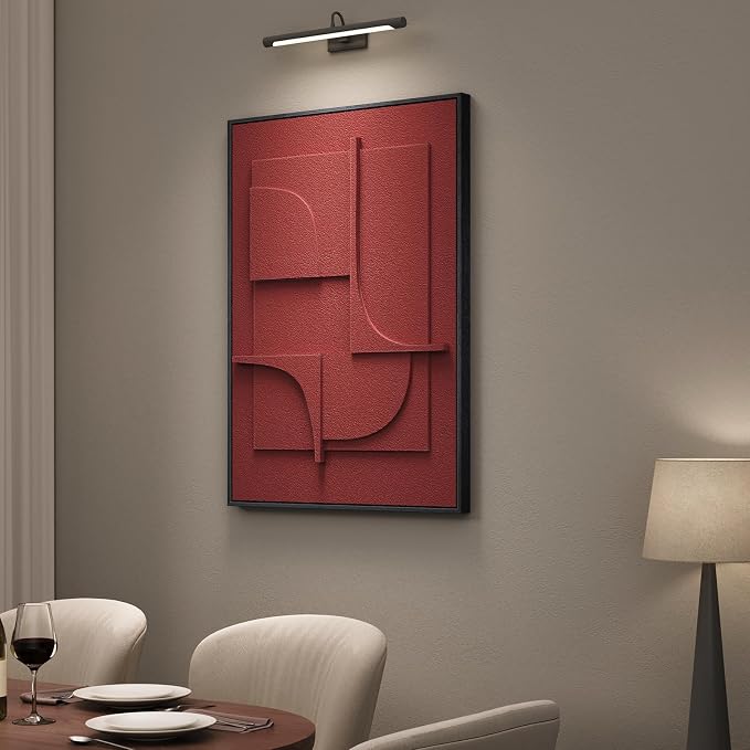 Framed 3D Abstract Wall Art, Modern Minimalist Geometric Textured Paintings Artwork for Walls, Red Terracotta Pictures for Living Room, Bedroom, Dining Room, Hallway Wall Decor 24x36 In