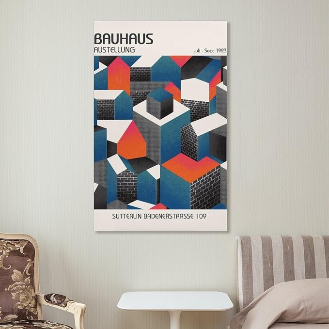 Bauhaus Poster, Bauhaus Print, Bauhaus Wall Art, Modern Home Decor, Bauhaus Exhibition Poster Poster for Room Aesthetics Canvas Wall Art Poster And Print Frame-style 20x30inch(50x75cm)