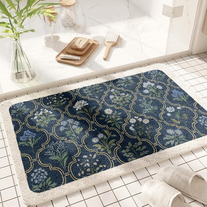 vctops Rectangle Bathroom Rugs, Spring Floral Print Absorbent Microfiber Bath Rugs, Non Slip Quick Dry Bath Mat Runner for Bathroom Floor, Tub and Shower, Home Decor Accessories (Rectangle B,20"x31")
