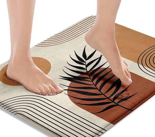 Britimes Boho Mid Century Bath Mat for Bathroom No Slip Geometric Abstract Washable Cover Floor Rug Carpets Floor Mat Bathroom Decorations 16x24 for Kitchen Bedroom