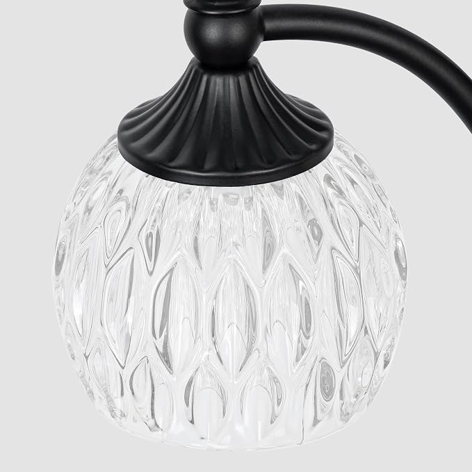 JUNNAI Black Flower Floor Lamp,Tall Standing Lamp Dimmable Tree Floor Lamps with 3 Lights Glass Shade 66.5in Modern Corner Lamp for Living Room Bedroom Office(3LED Bulbs