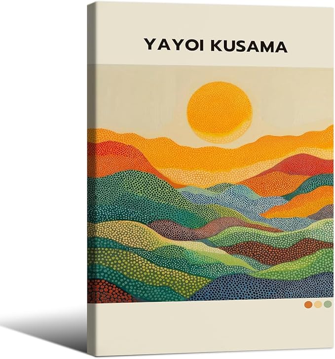 Yayoi Kusama1986 Wall Art Japanese Gallery Exhibition Wall Decor Yayoi Kusama Poster Abstract Landscape Canvas Print for Japanese Home Bedroom Decorations Artwork24x36in Framed