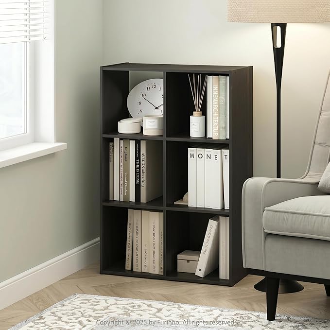 Furinno Pelli Cubic Storage Cabinet, 3x2, Espresso