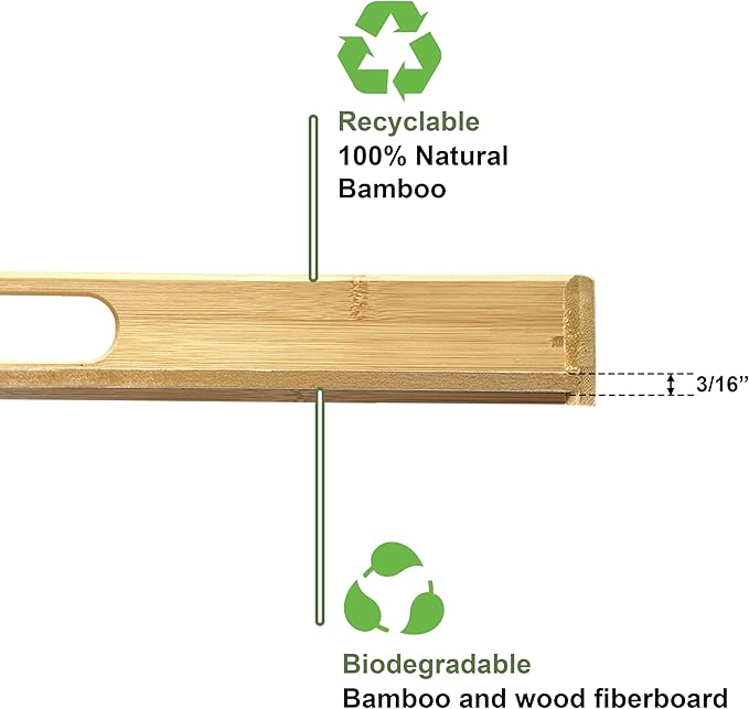 Bam & Boo 20" x 20" x 2" Square Natural Bamboo Ottoman Tray with Handles, White
