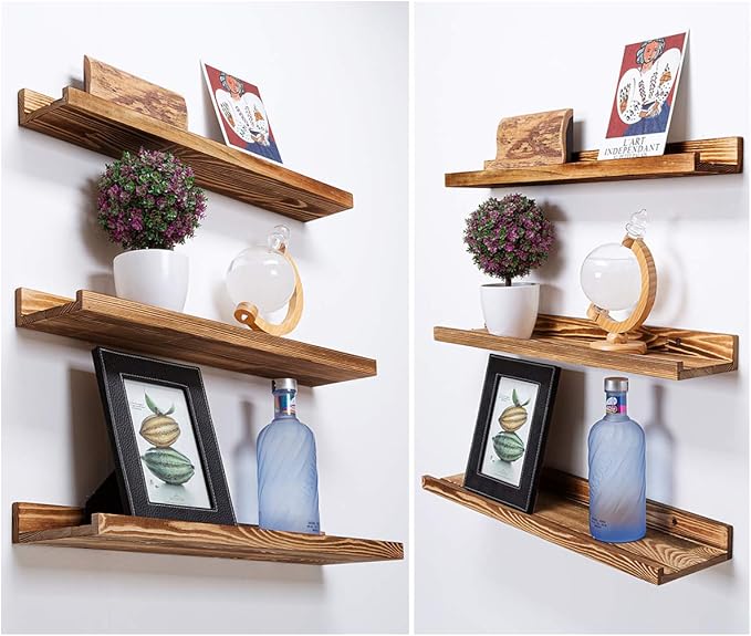 AZSKY Floating Shelves Set of 3, Picture Ledge Shelf, 24 Inches Long Large Nursery Book Shelves for Storage, Kids Bookshelf Wall Mounted for Living Room Bedroom Decor Books Photo Frames