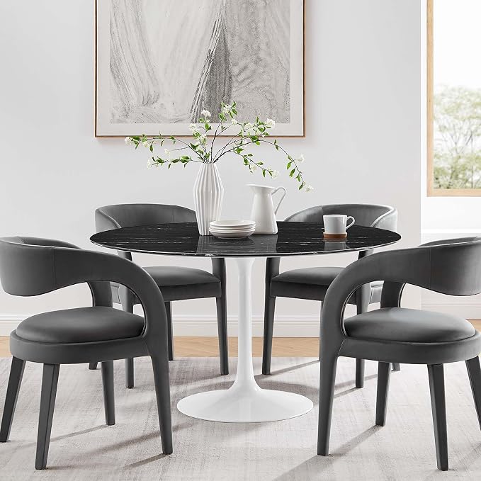 Modway Lippa Dining Table, 54", White Black