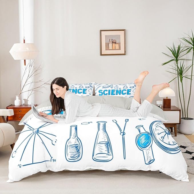 Erosebridal Science Students Duvet Cover Set Chemical Equation Queen Bedding Sets for Preteen Boys Girls | Students School Study Comforter Cover Back to School Supplies Bed Sets, Room Decor Aesthetic
