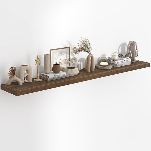 72"W x 9.3"D Floating Shelves for Wall, Wall Mounted Bathroom Shelves 1 Pack Deep Floating Shelf for Bedroom Kitchen Living Room, Rustic Wooden Wall Shelf with Invisible Bracket for Books Decor