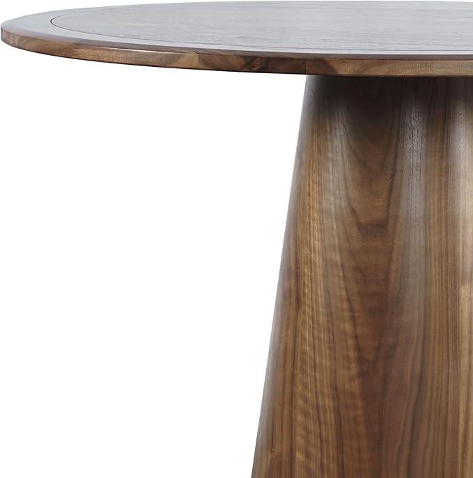 Jofran Nash Mid-Century Modern Round Pedestal Dining Table for Kitchen or Dining Room, Walnut, 36" Counter Height