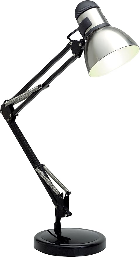 Satco 57/058 Swing Arm Drafting Lamp with 13-watt GU24 2700K Mini Spiral, 34" x 34" x 34", Steel/Black