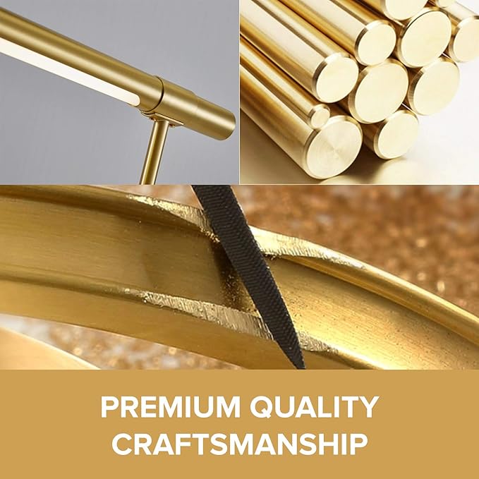 Bling All-Brass Mid Century Desk Lamp - Modern Gold Bankers Shade - 18-in LED Light - Adjustable Table Lamp for Study, Bedside Reading - Polished Brass