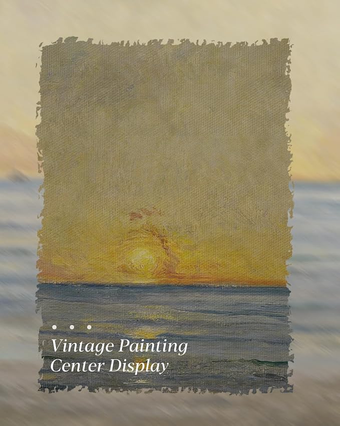 HUARCEY Gold Framed Vintage Wall Art for Living Room, Landscape Painting Prints Shelf Decor for Kitchen, Aesthetic Bedroom Wall Art, Best Gifts for Friends or Family - Ocean Sunrise 24L x 16W