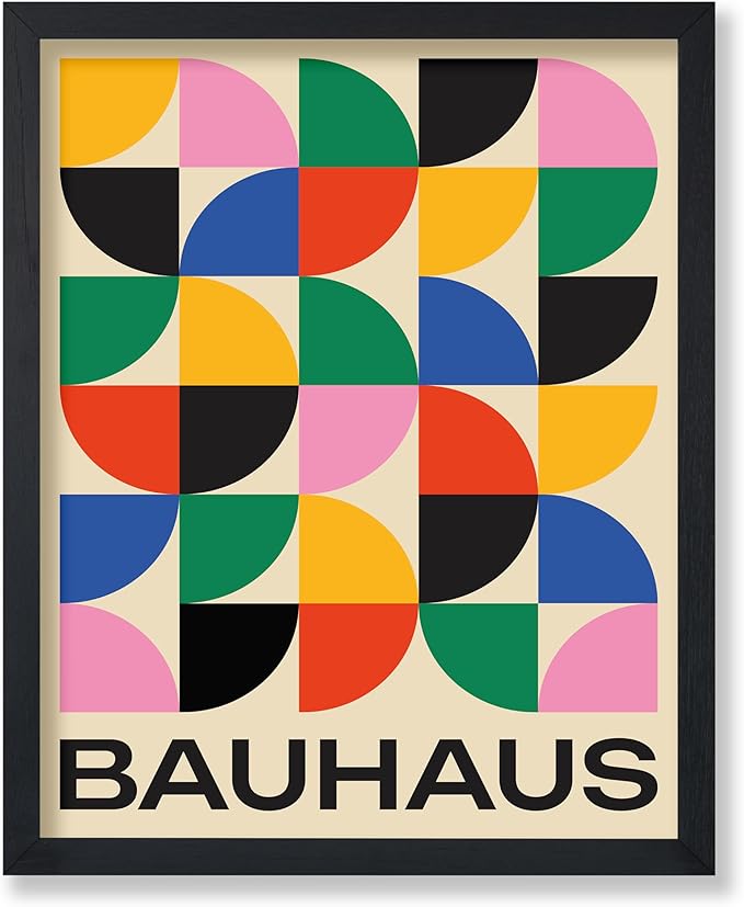 Poster Master Bauhaus Poster - Triangles Print - Geometric ART - Abstract ART - Graphic Design Style - Chic Boho - Mid Century Modern - Living Room or Bedroom Decor - 8x10 UNFRAMED Wall Decor