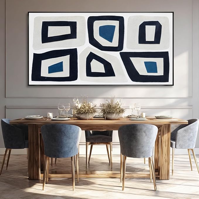 SOUGUAN Abstract Hand Painted Wall Art Contemporary Decorative Painting Simple Canvas Artwork 29"x58" Large Pictures for Dining Room Office
