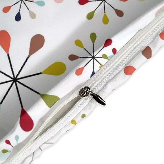 Mid Century Bedding Set,Modern Geometric Atomic Abstract Iconic Pattern 1950s 1960s Retro Style Comforter Set with Pillowcase for Bedroom Bed Decor,Queen 90"x90"