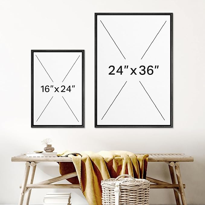 IDEA4WALL Framed Canvas Print Wall Art Set Abstract Sepia Ocean Wave Beach Landscape Nature Wilderness Illustrations Modern Art Decorative Coastal Cottage Seascape for Bedroom - 24"x36"x2 Black
