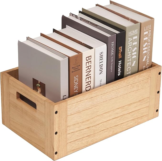KIRIGEN Stackable Wood Storage Cube Organizer with Handle, Modular Open Cubby Bins for Books, Clothes, Toys, Shoes, Bookcase Shelf for Home Office Bedroom C15-NA