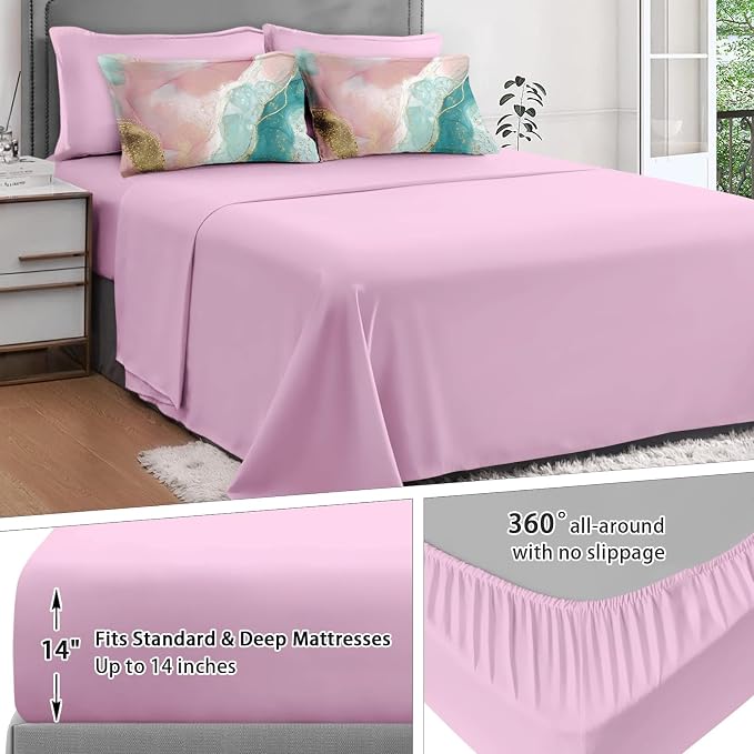 5Pcs Comforter Set Twin Size, Pink Teal Gold Marble, Bedding Decor Turquoise Rose Dye Abstract Bedroom Bed Set Flat Sheet Fitted Sheet Pillowcases Shams for Kids Adults