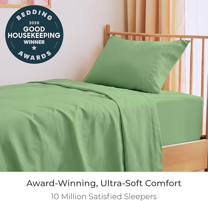Mellanni Twin XL Sheets Set - 3 PC Iconic Collection Bedding - Hotel Luxury, Extra Soft, Cooling Bed Sheets - Wrinkle, Fade, Stain Resistant (Twin Extra Long, Pistachio)