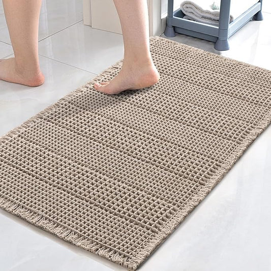 H.VERSAILTEX Upgraded Waffle Bath Mat Super Absorbent Non Slip Bath Rug for Bathroom Floor, 24" x 36", Irish Cream