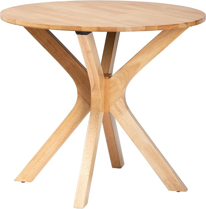 Baxton Studio Kenji Modern Natural Brown Finished Wood 34-Inch-Wide Round Wood Dining Table