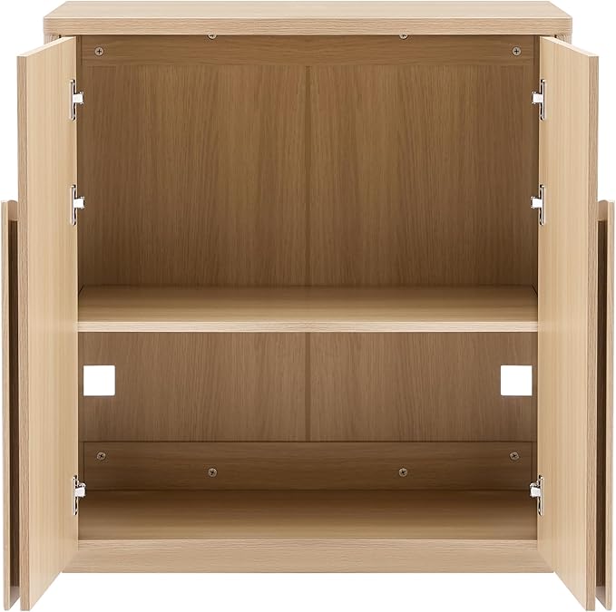 CHITA Sideboard Buffet Cabinet with Storage, Small Storage Cabinet with Doors and Shelves for Living Room Accent, Bar, Kitchen, Set of 2, Oak