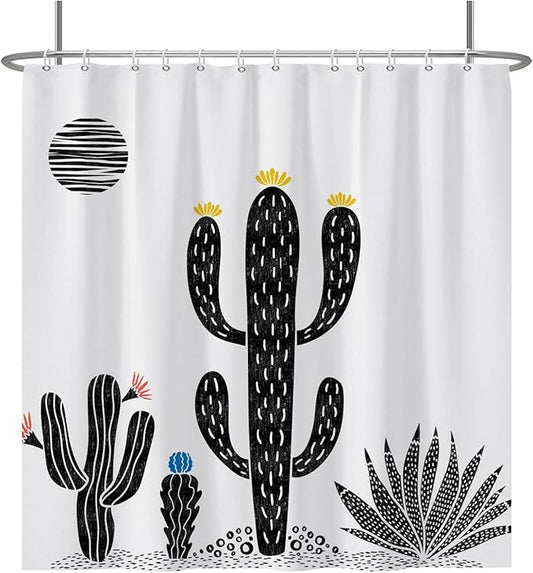 Baocicoo Boho Cactus Shower Curtain Tropical Plants Minimalism Floral Abstract Moon Black and White Shower Curtains for