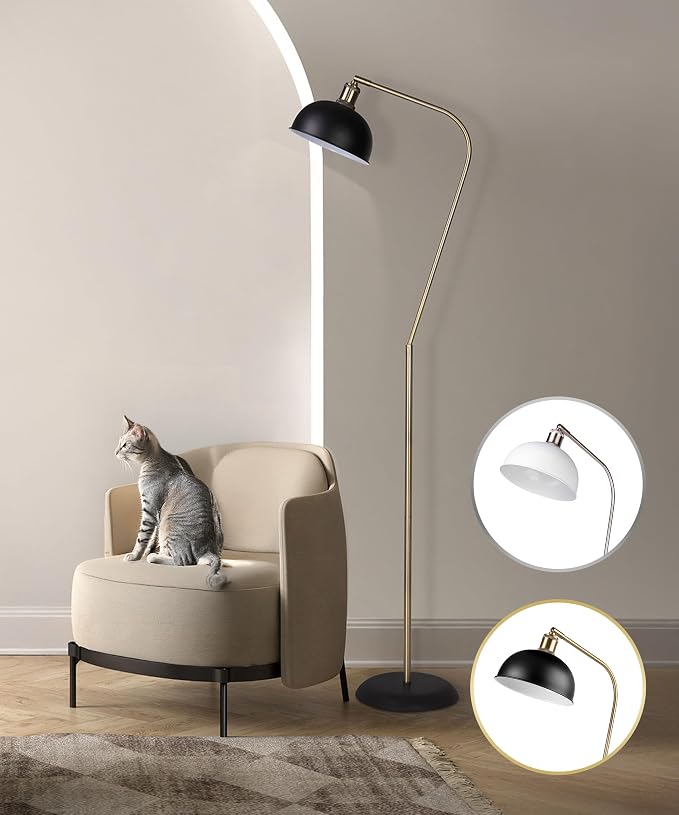 HarvestLand Halo Brass Floor & Desk Lamp Set – Adjustable Pharmacy-Style Lamps with Solid Base, Black & Brass Lighting Duo for Living Room, Home Office, Bedroom, or Reading Nook