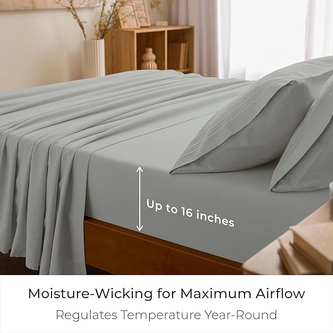 Mellanni California King Sheets Set - 4 PC Iconic Collection Bedding - Hotel Luxury, Extra Soft, Cooling Bed Sheets - Wrinkle, Fade, Stain Resistant (Cal King, Spa Mint)