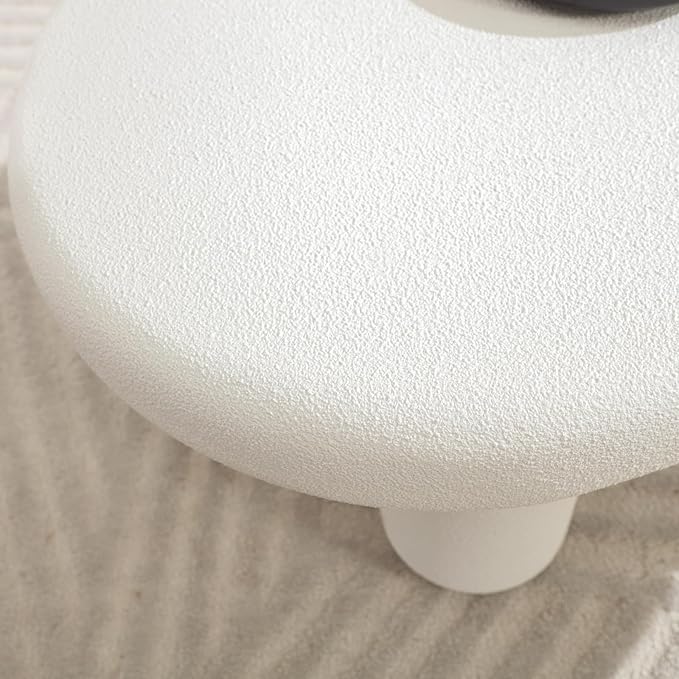 Modern Stone Cloud Coffee Table - Accent Organic-Shaped Tabletop with Textured Finish, Cloud Sofa Center Table for Living Room/Bedroom/Office (Off White)